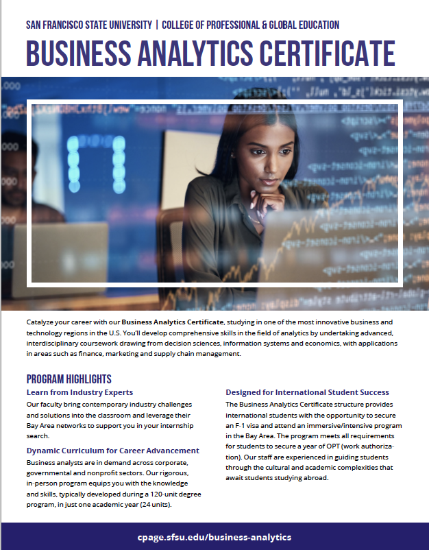 Business Analytics Certificate Flyer