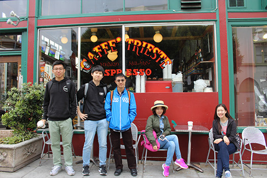 International students at Caffe Trieste in San Francisco