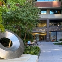 The courtyard and sculpture at the Downtown Campus
