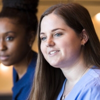 Medical assistants learning in the classroom