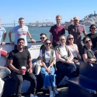 International guests on a cruise of the San Francisco Bay